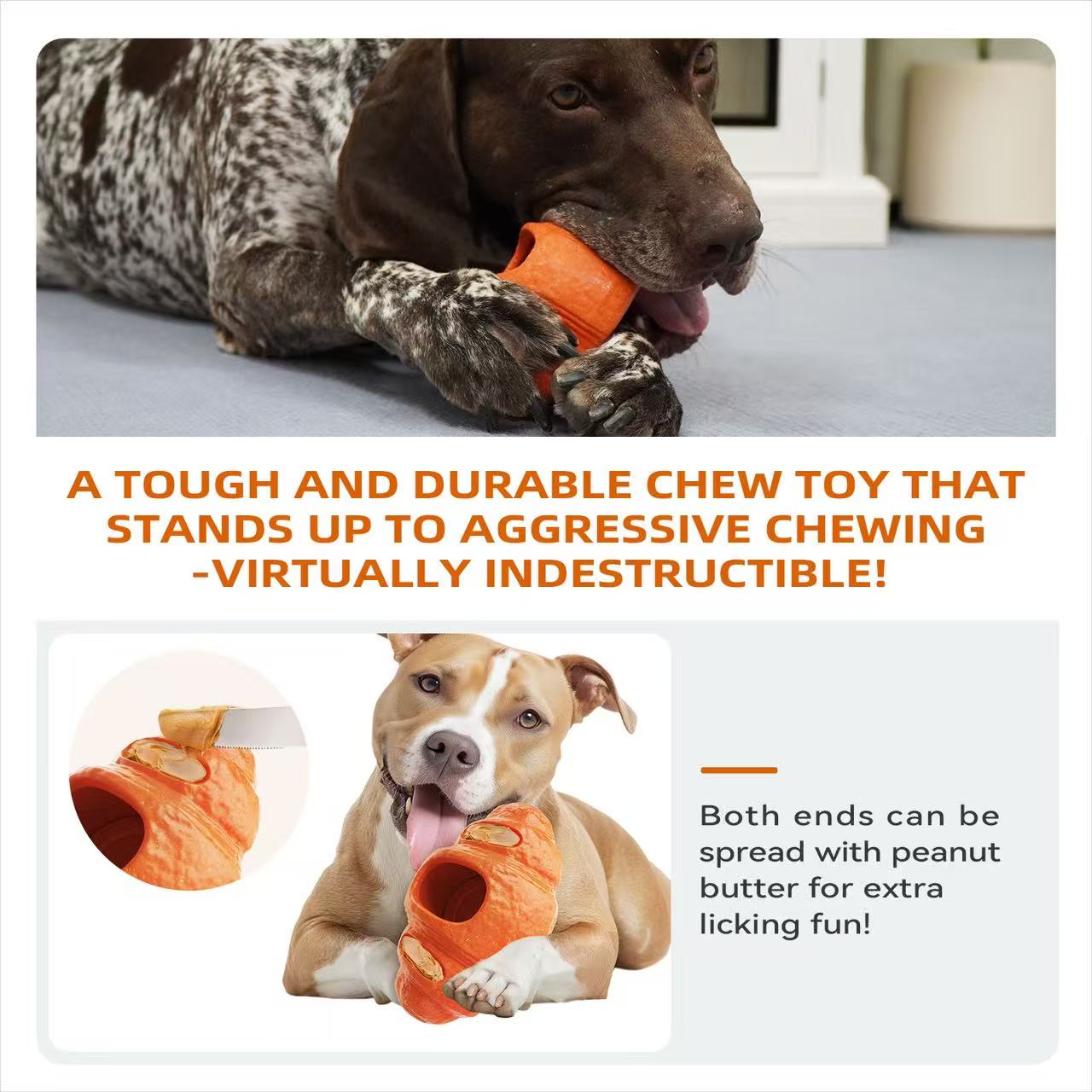 Durable Fillable Dog Chew Bone-Croissant