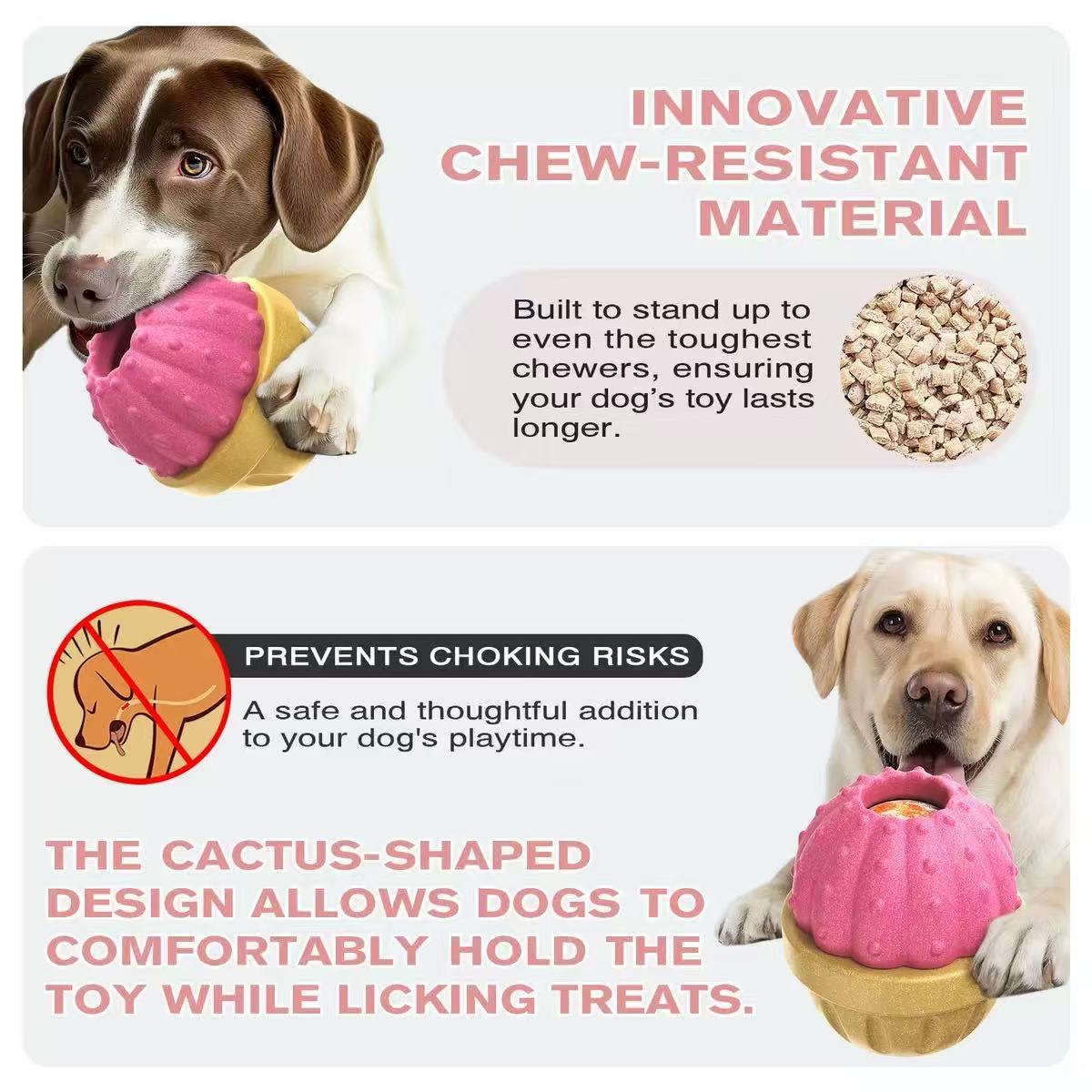 Durable Fillable Dog Chew Bone-Cactus