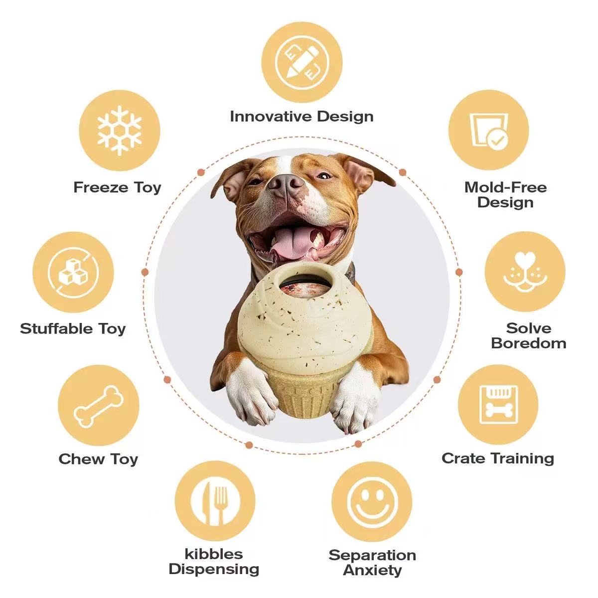 Durable Fillable Dog Chew Bone-ice cream