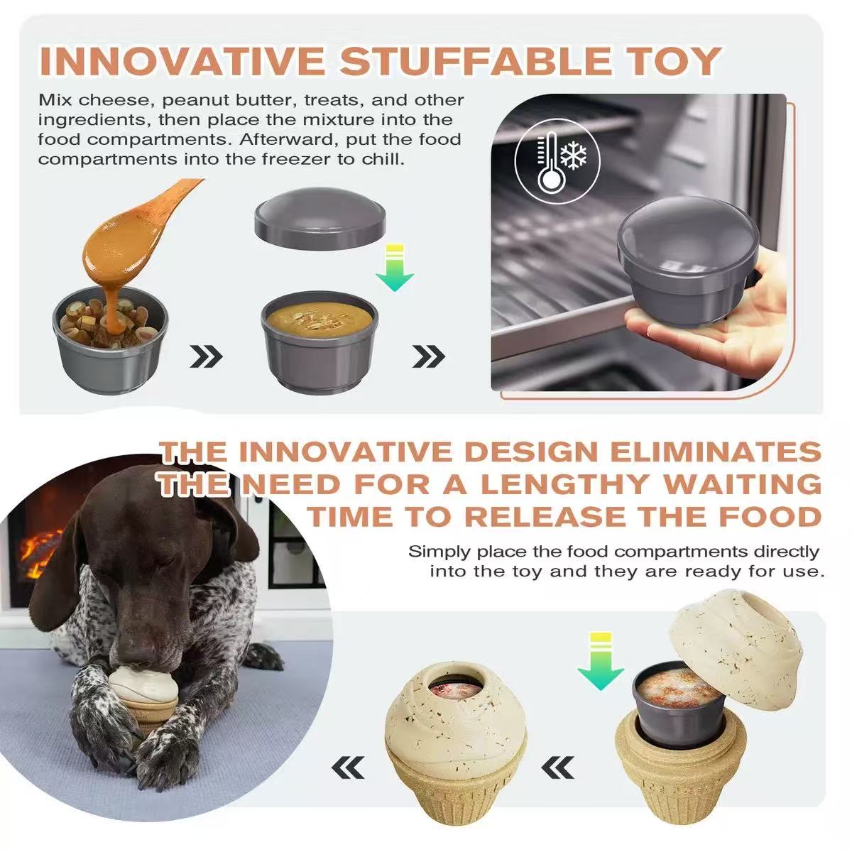 Durable Fillable Dog Chew Bone-ice cream