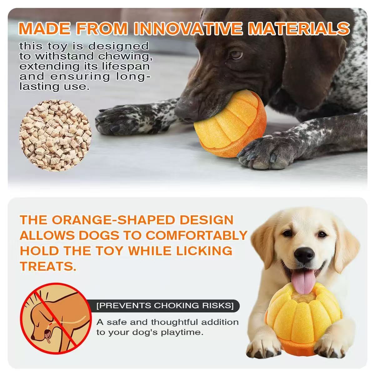 Durable Fillable Dog Chew Bone-Orange