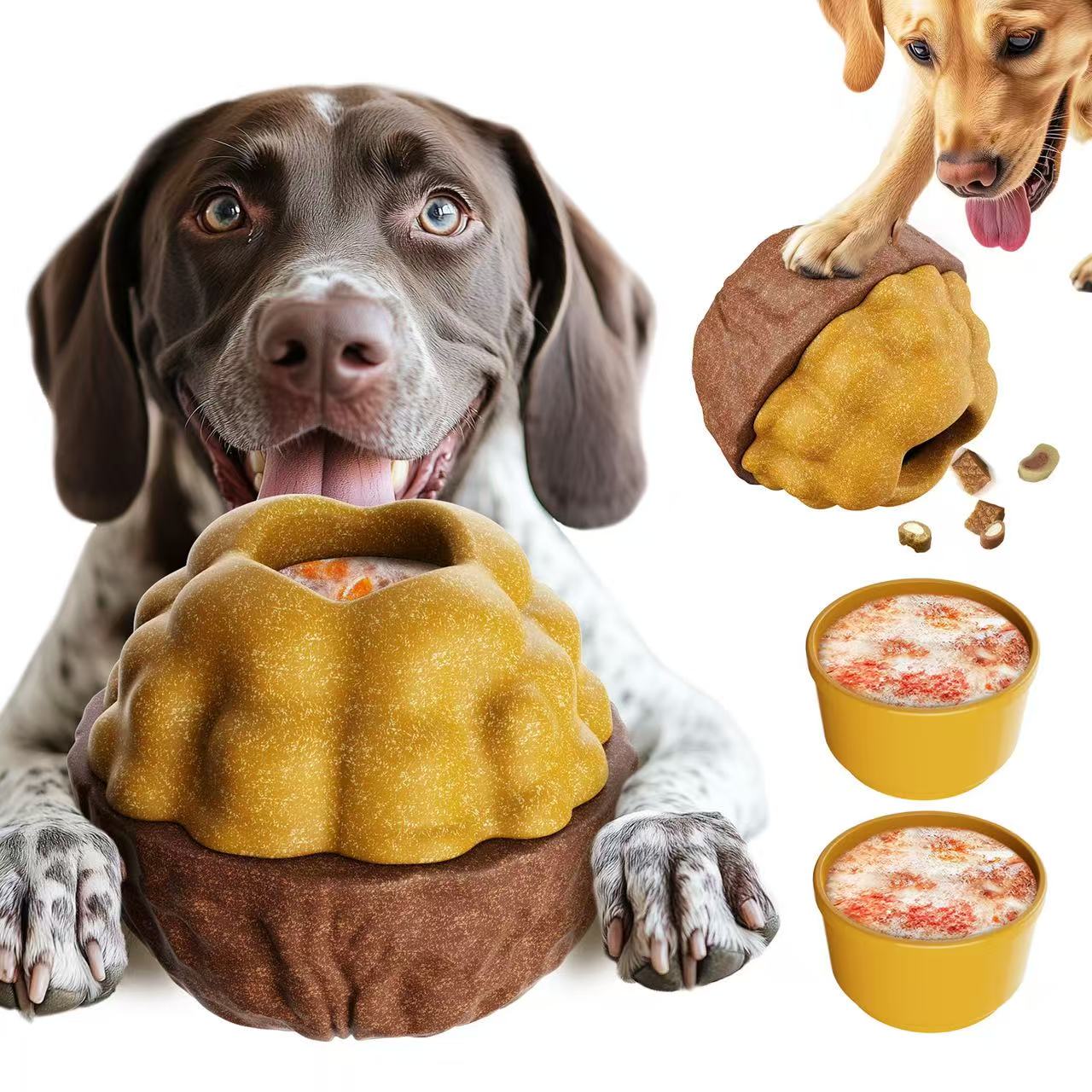 Durable Fillable Dog Chew Bone-Walnut