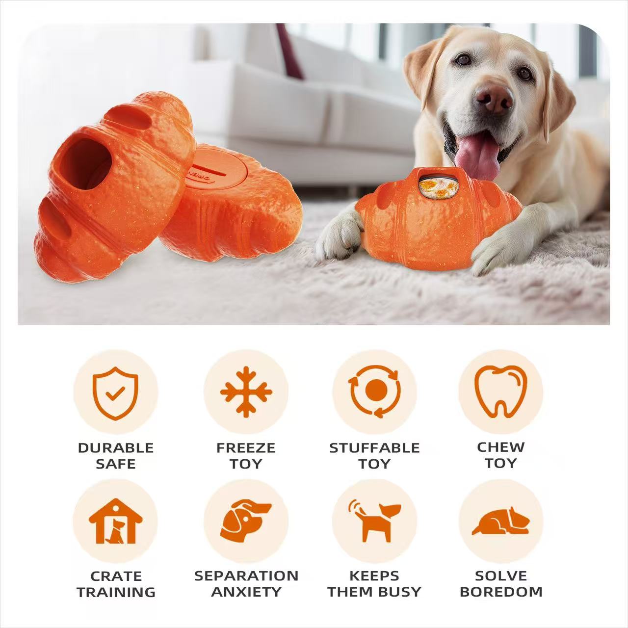 Durable Fillable Dog Chew Bone-Croissant