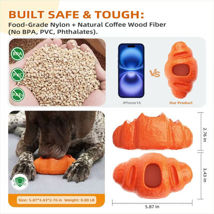 Durable Fillable Dog Chew Bone-Croissant