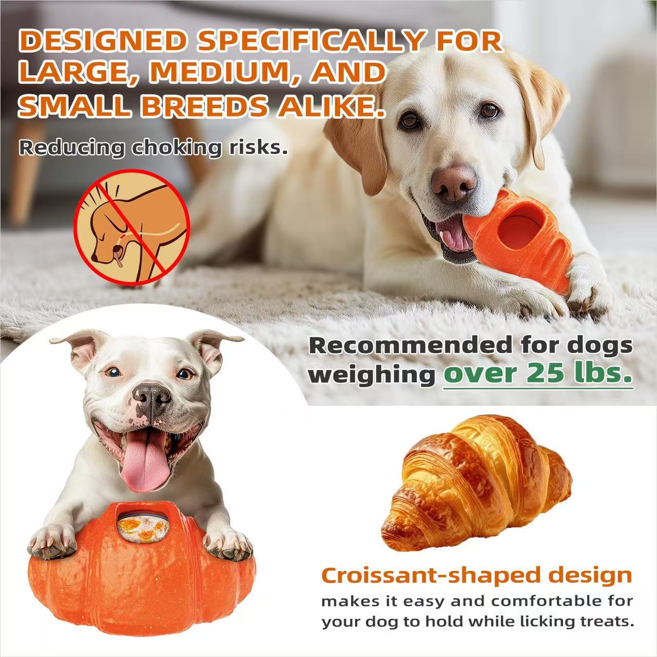 Durable Fillable Dog Chew Bone-Croissant