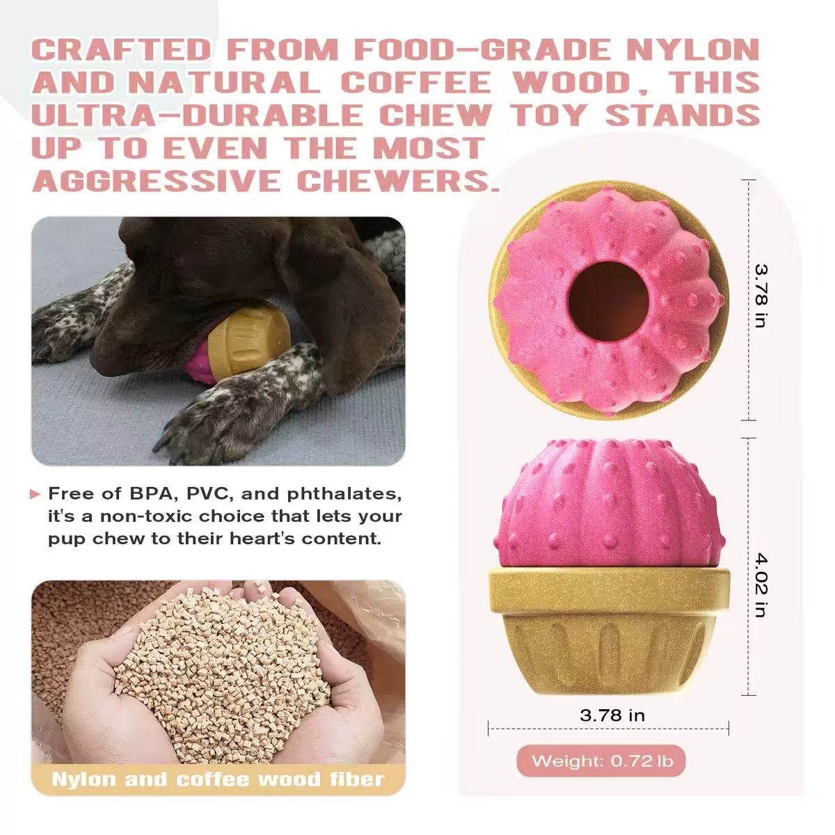 Durable Fillable Dog Chew Bone-Cactus