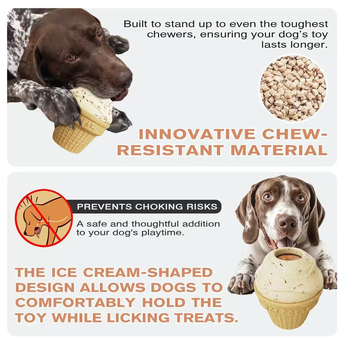 Durable Fillable Dog Chew Bone-ice cream