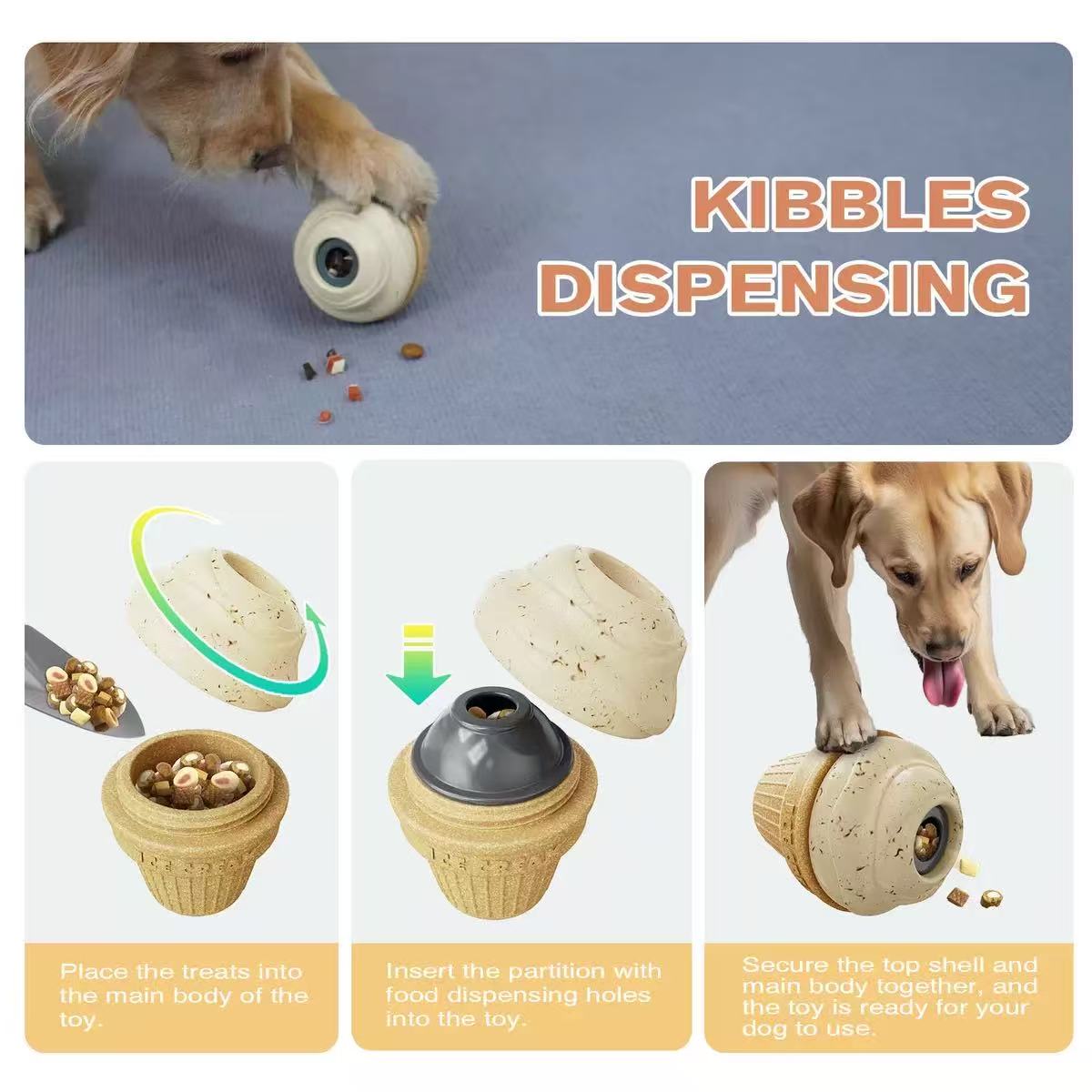 Durable Fillable Dog Chew Bone-ice cream