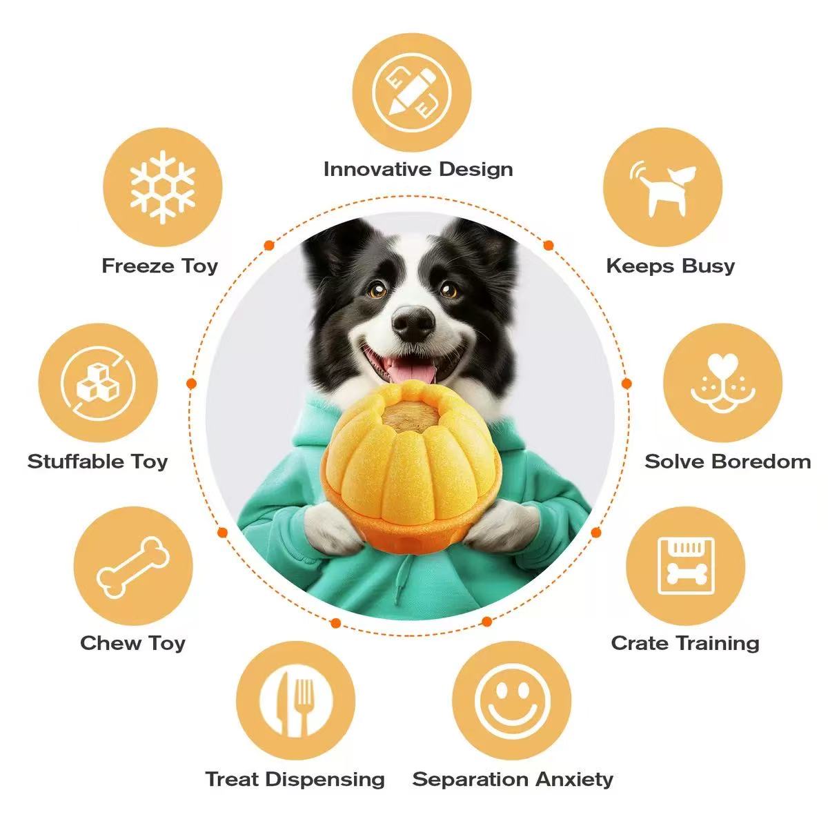 Durable Fillable Dog Chew Bone-Orange