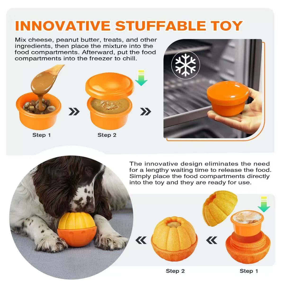 Durable Fillable Dog Chew Bone-Orange